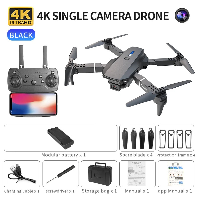 Drone Rc Team City - E88 ProIntelligent Folding Drone Supports single/Dual